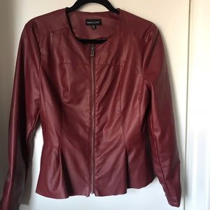 Red fake leather jacket